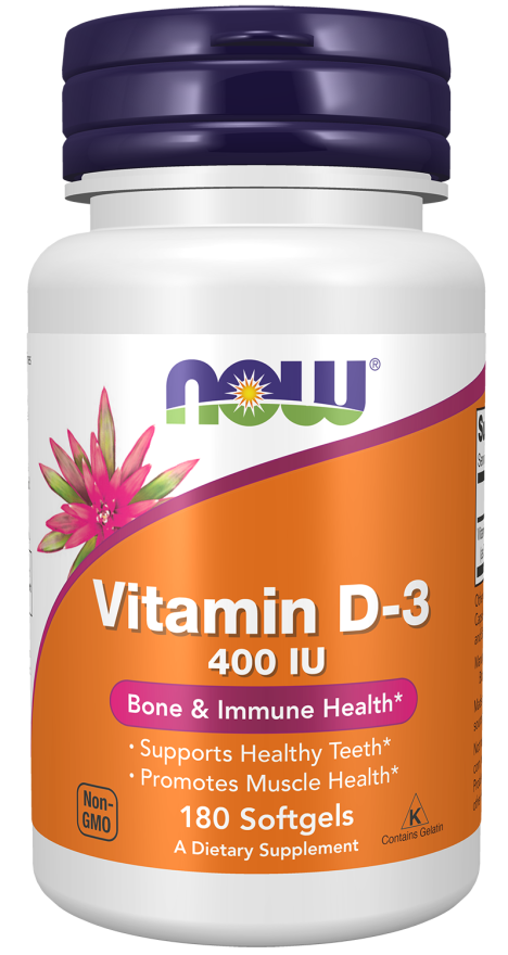 NOW FOODS, Vitamin D-3 400 IU , 180 Softgels