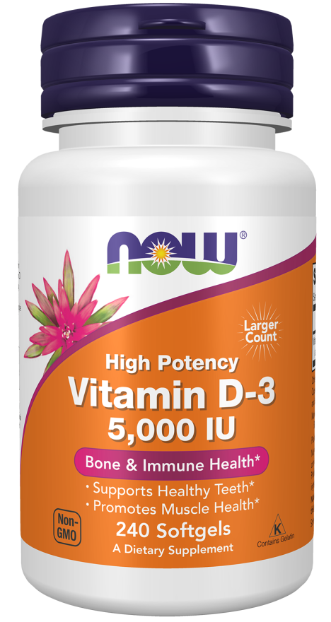 NOW FOODS, Vitamin D-3 5000 IU , 240 Softgels