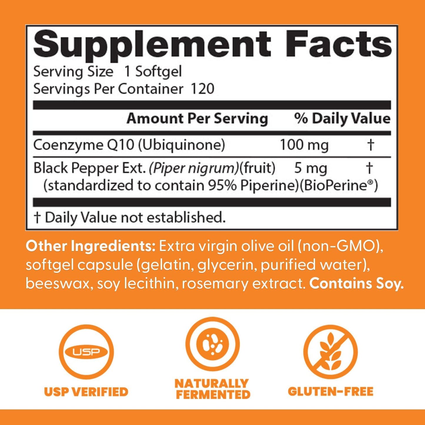 Doctor's Best High Absorption CoQ10 with BioPerine, Gluten Free, Naturally Fermented, Heart Health, Energy Production, 100 mg, 120 Count