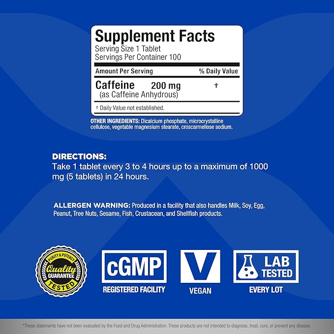 Allmax Nutrition Caffeine - 200 g (Pack of 100 Tablets)