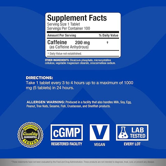 Allmax Nutrition Caffeine - 200 g (Pack of 100 Tablets)