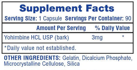 Hi-Tech pharmaceuticals yohimbine 3mg 90capsules