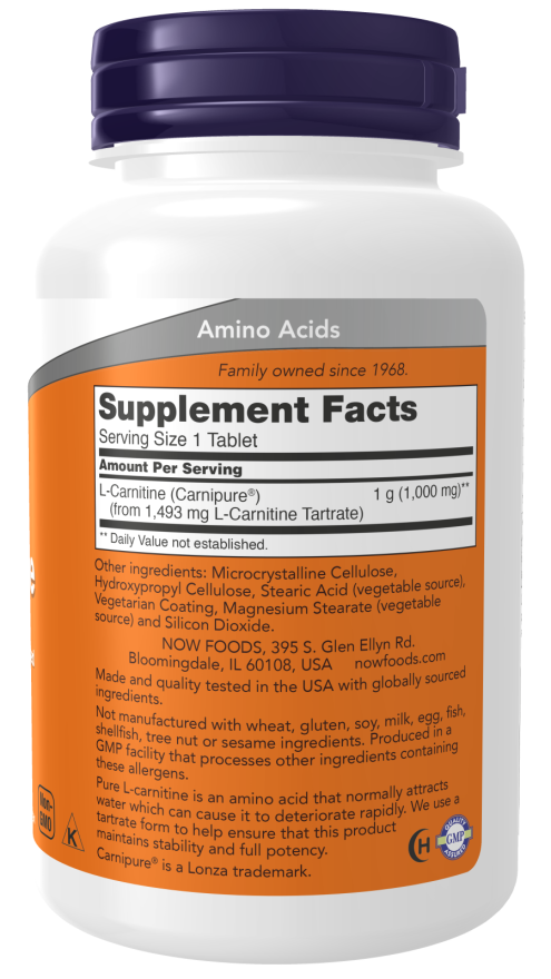 Now L-Carnitine 1000 mg 50 Tablets