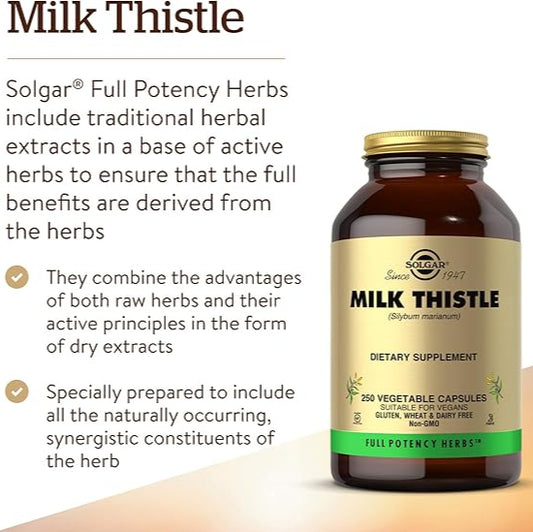 Solgar Milk Thistle - 250 Vegetable Capsules - 250 Servings