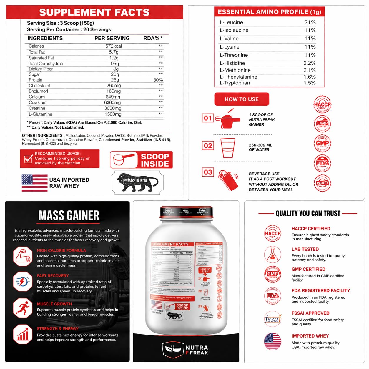 Freak Series Mass Gainer (3kg) | 32g Protein per Serving | Advanced Weight Gain Formula | Energy & Recovery Support | Choco