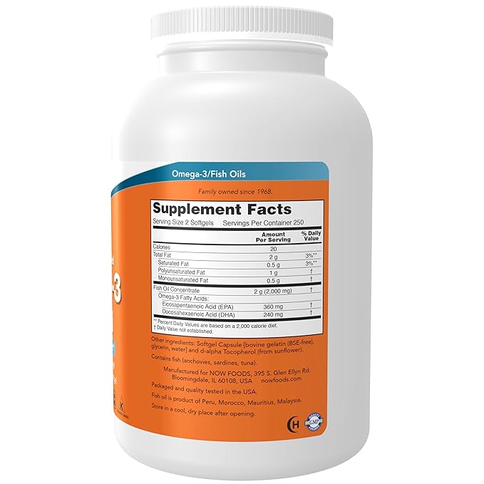 NOW FOODS OMEGA-3, FISH OIL -500 SOFTGELS
