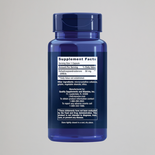 Life Extension DHEA 50 mg – Dehydroepiandrosterone– 60 Capsules