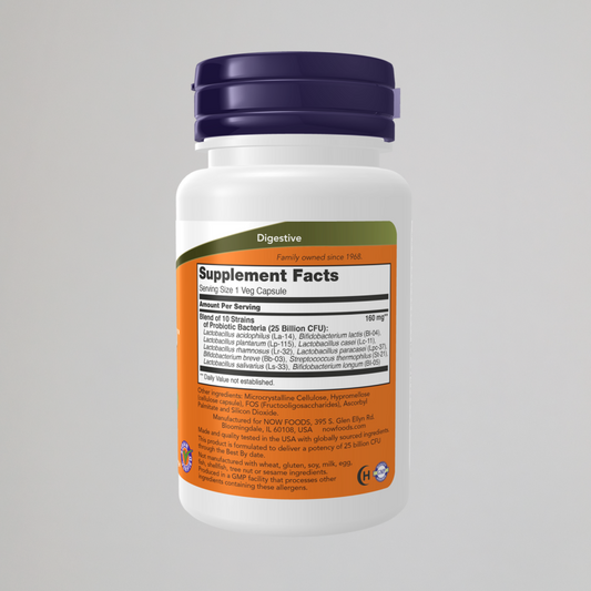 NOW FOODS, Probiotic-10™ 25 Billion 50 Veg Capsules