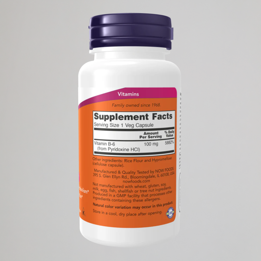 NOW FOODS, Vitamin B-6 100 mg , 250 Veg Capsules