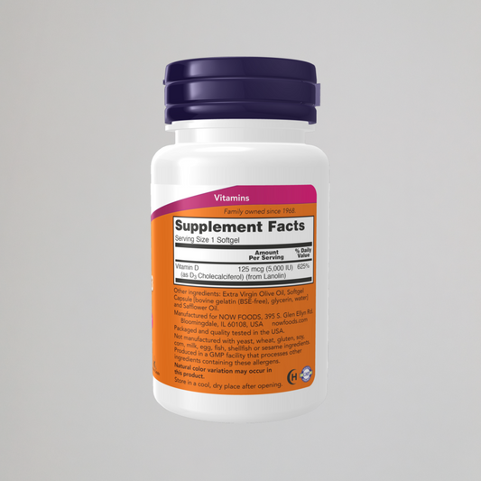 NOW FOODS, Vitamin D-3 5000 IU , 240 Softgels