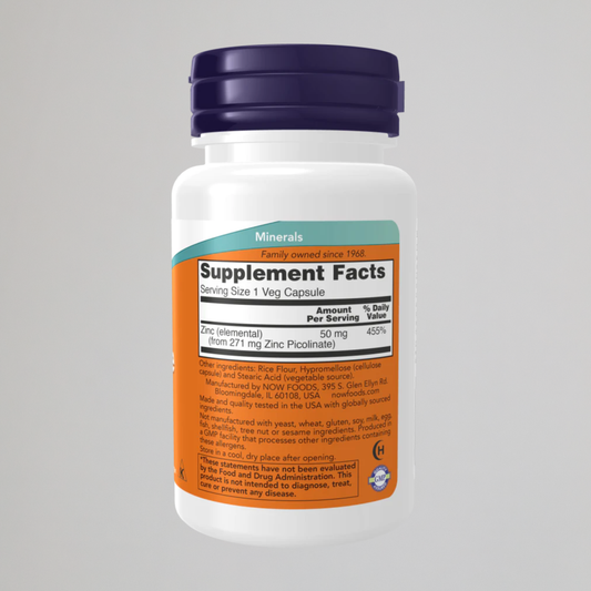 NOW FOODS , Zinc Picolinate 50 mg , 120 Veg Capsules