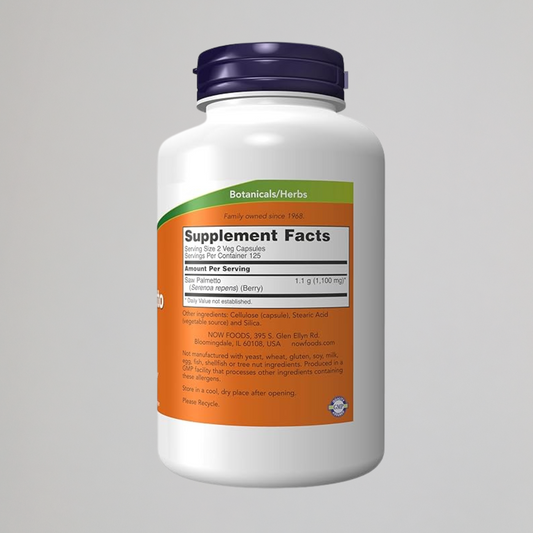 NOW Foods Saw Palmetto Berry 550mg, 250 Vcaps