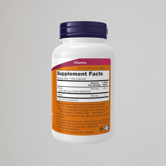 NOW Foods Supplements, Choline & Inositol 500 mg, 100 Capsules