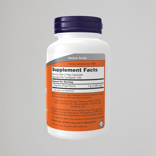 NOW Foods Supplements, L-Arginine 500 mg, 250 Veg Capsules