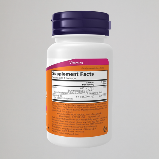 NOW Foods Supplements, Methyl B-12 (Methylcobalamin) 5,000 mcg, 60 Lozenges