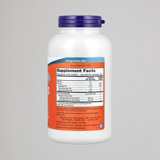 NOW Foods, Omega-3 Fish Oil, 1,000 mg, 180 EPA - 120 DHA, 200 Softgels