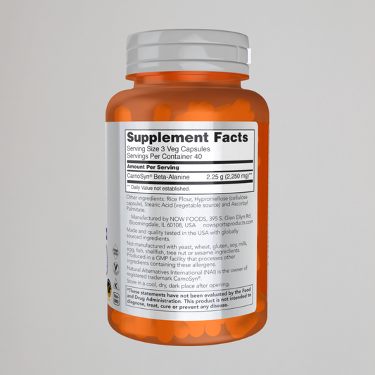 NOW SPORTS , Beta-Alanine 750 mg, 120 Veg Capsules