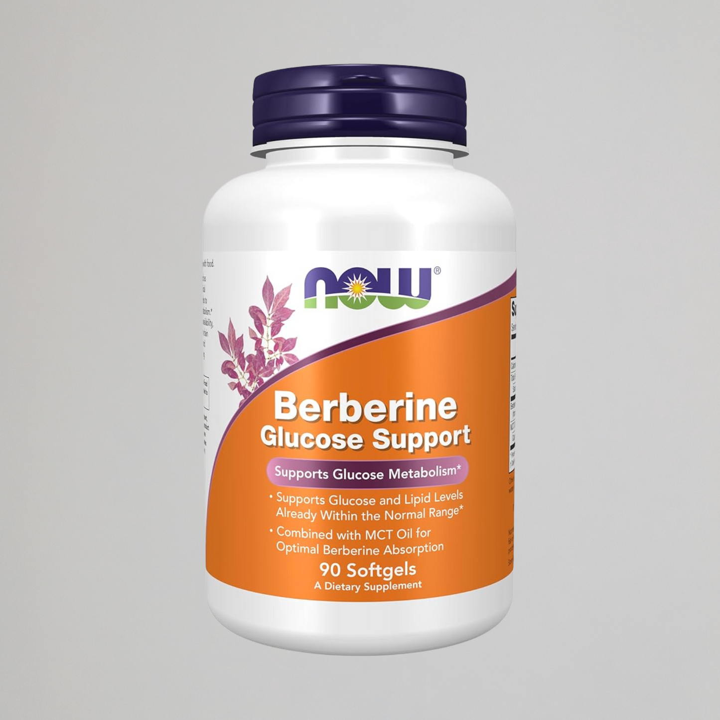 NOW Supplements, Berberine Glucose Support, Combined with MCT Oil for Optimal Berberine Absorption, 90 Softgels