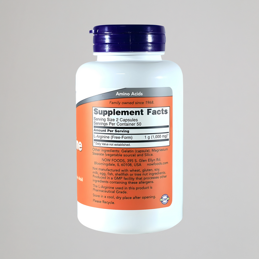 Now Foods Arginine 500mg, 100 Capsules