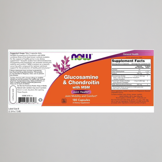 Now Glucosamine & Chondroitin with MSM - 180 Veg Capsules