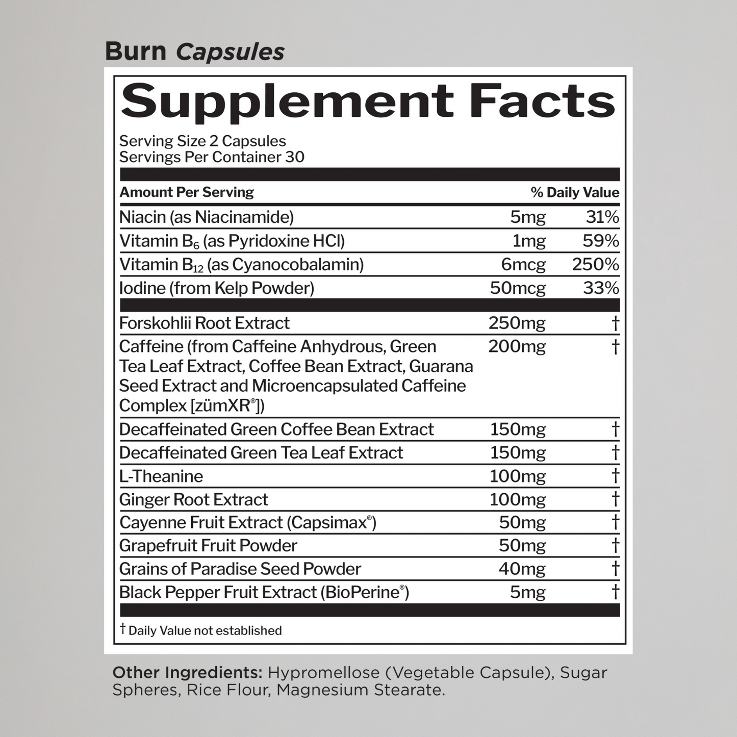 Rule One Burn Thermogenic Weight Management 60 CAPSULES