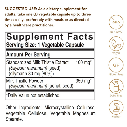 Solgar - Milk Thistle (Silybum Marianum, 100 mg, 250 veggie caps