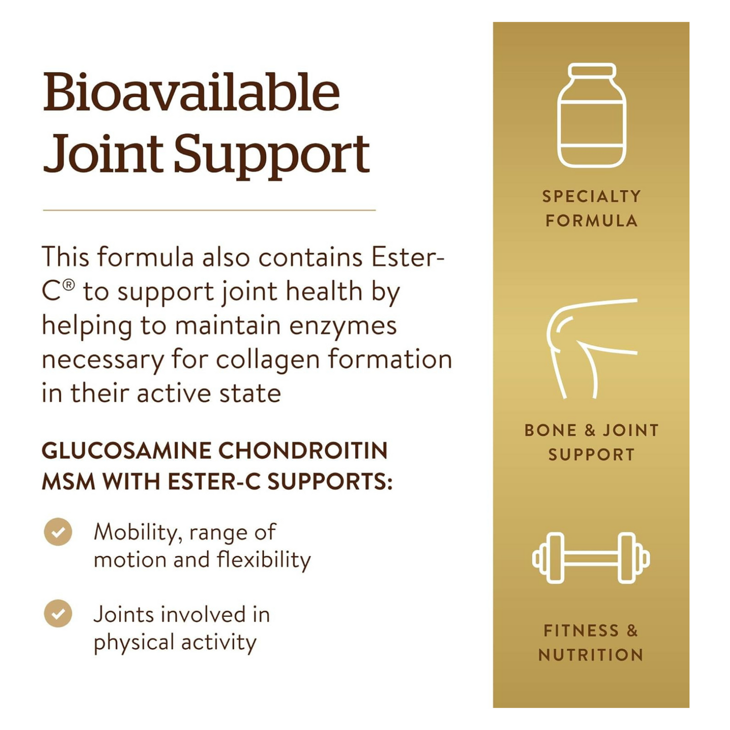Solgar Extra Strength Glucosamine Chondroitin MSM w/ Ester-C, 180 Tablets - Promotes Healthy Joints, Supports Comfortable Movement & Collagen Formation - Non-GMO, Gluten No, Dairy No - 60 Servings
