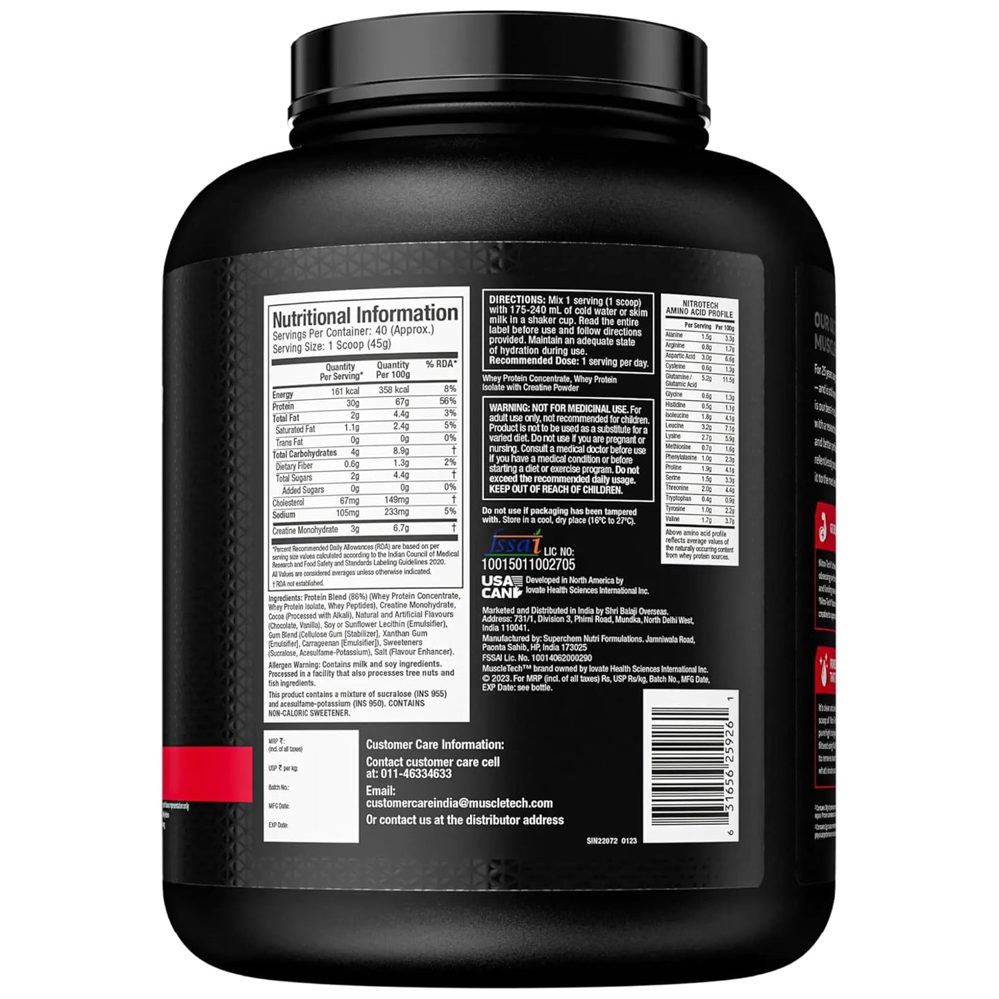 MUSCLETECH™ NITRO-TECH™ WHEY PROTEIN - 1.81 KG ( MILK CHOCOLATE)