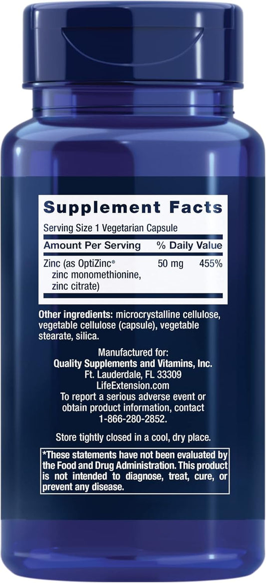 Life Extension Zinc Caps, 50 mg- 90 Vegetarian Capsules
