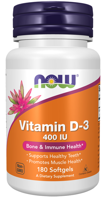 NOW FOODS, Vitamin D-3 400 IU , 180 Softgels