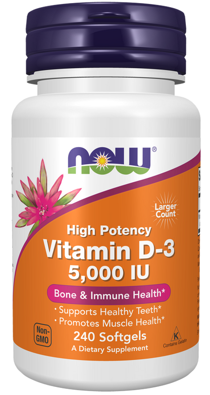 NOW FOODS, Vitamin D-3 5000 IU , 240 Softgels