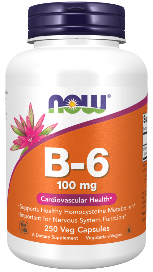 NOW FOODS, Vitamin B-6 100 mg , 250 Veg Capsules