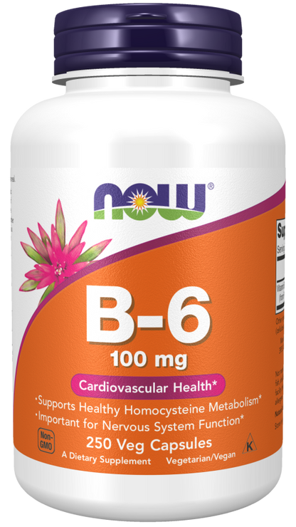 NOW FOODS, Vitamin B-6 100 mg , 250 Veg Capsules