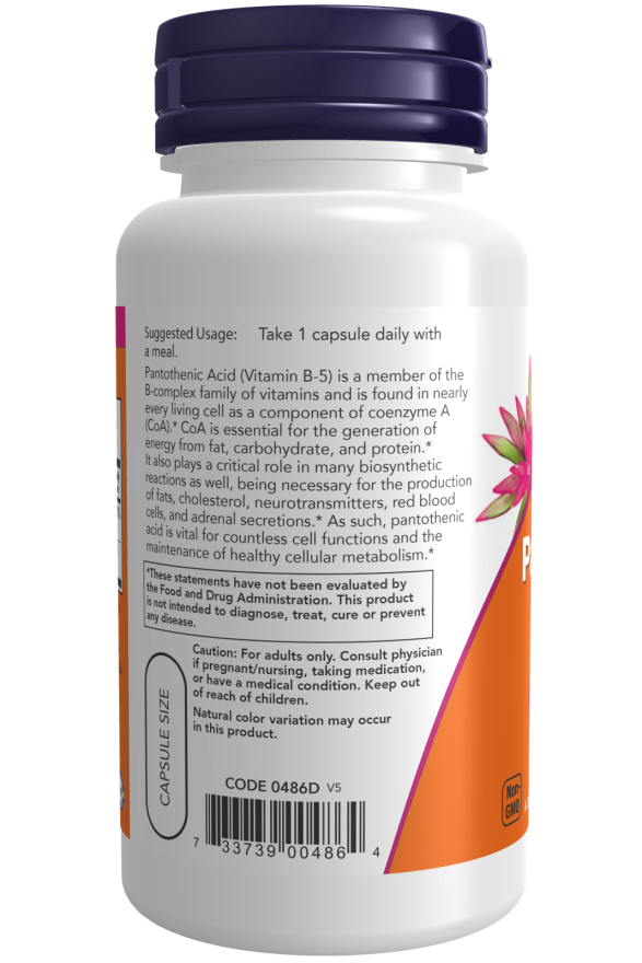 NOW FOODS , Pantothenic Acid 500 mg 100 Veg Capsules