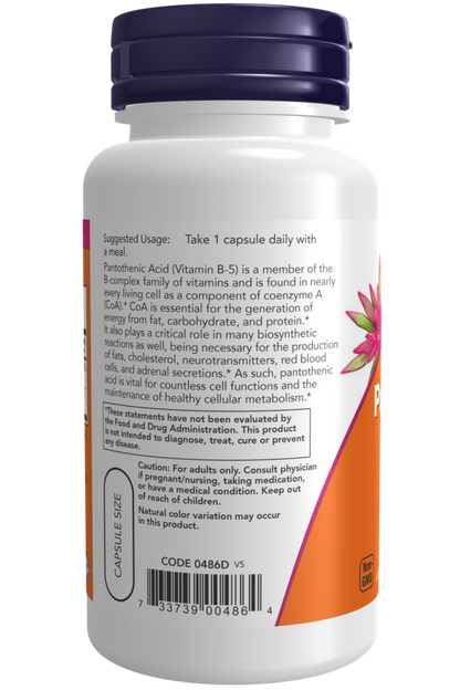 NOW FOODS , Pantothenic Acid 500 mg 100 Veg Capsules