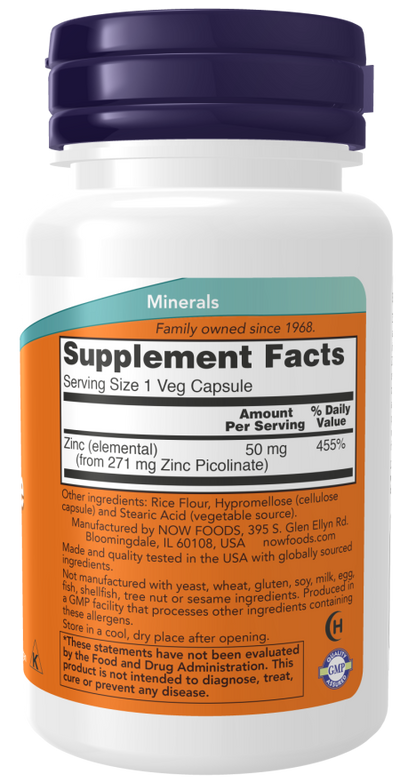 NOW FOODS , Zinc Picolinate 50 mg , 120 Veg Capsules