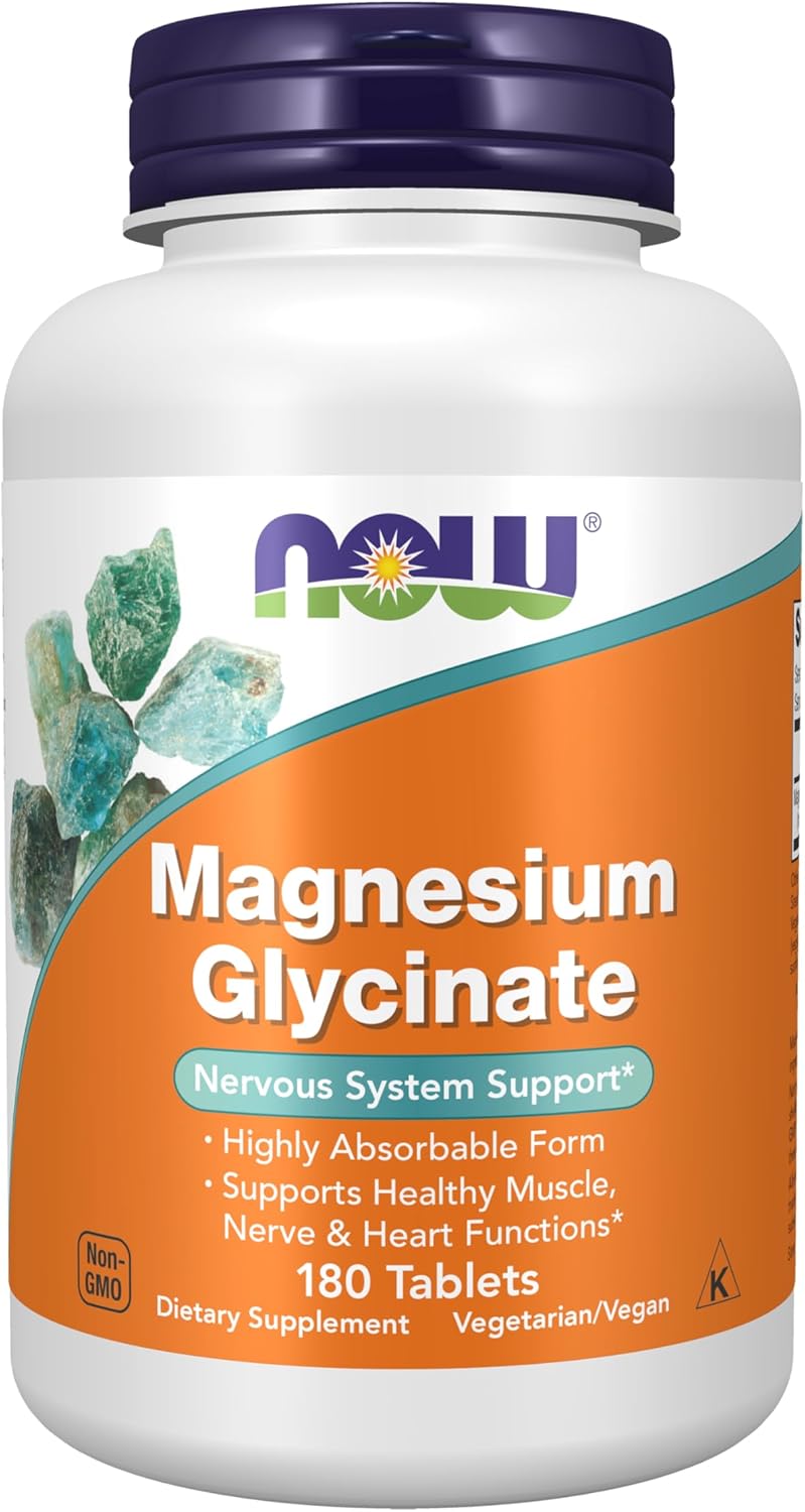 NOW Foods , Magnesium Glycinate 100 mg , 180 Tablets