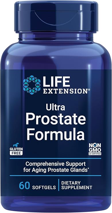 Life Extension Ultra Prostate Formula, saw palmetto for men, pygeum, stinging nettle root, lycopene, 11 nutrients for prostate function, non-GMO, gluten-free, 60 softgels