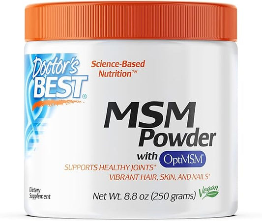 Doctors Best MSM Powder, Supports Hair, Skin, Nails, & Joints, Non-GMO, Gluten Free, Soy Free, Vegan Net Wt. 8.8 oz (250 Grams)