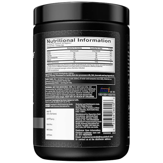MuscleTech Platinum 100% Creatine Powder (Unflavoured - 250 Gram,83 Serves),Scientifically Researched to Build Muscle - Increase Muscle Power,Boost Strength & Enhance Performance,1 count,83 servings