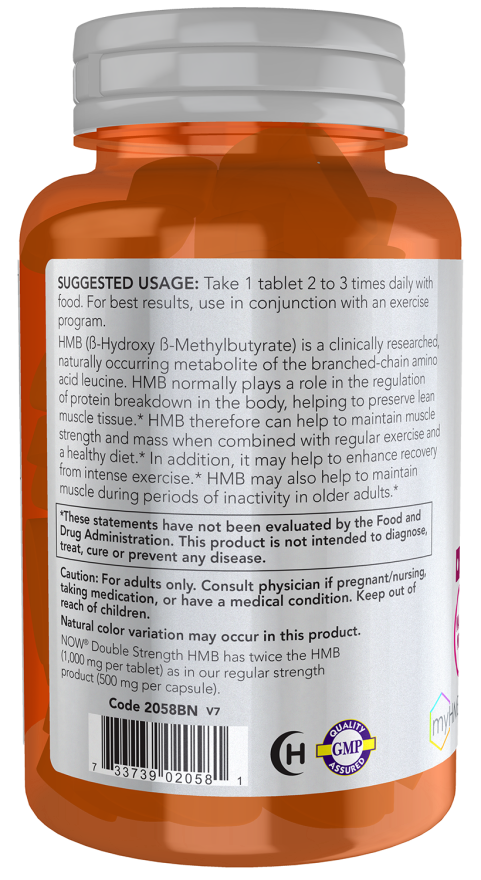 NOW FOODS , HMB, Double Strength 1000 mg 90Tablets