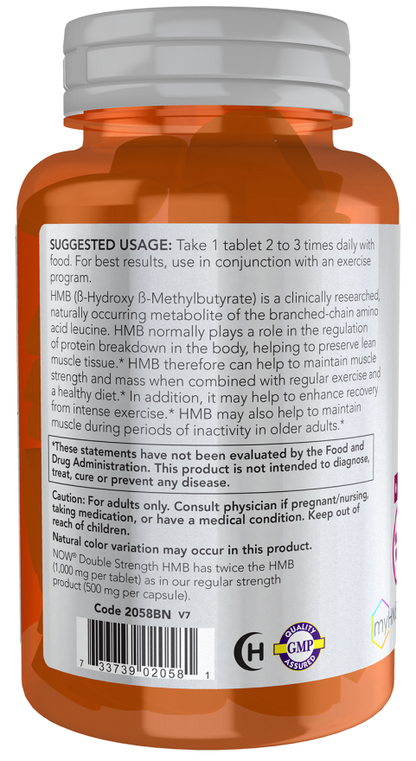 NOW FOODS , HMB, Double Strength 1000 mg 90Tablets