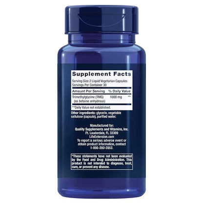 Life Extension TMG 500 mg, 60 liquid vegetarian capsules