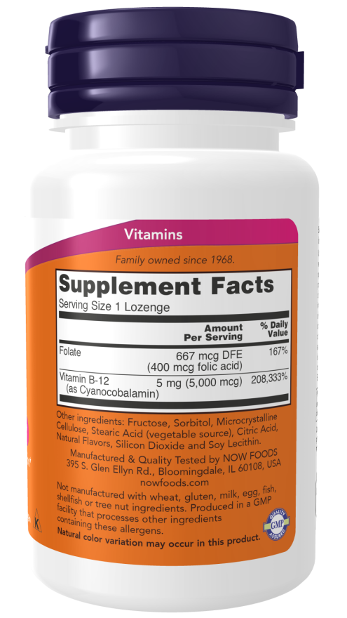 Now Vitamin B-12 5000 mcg 60 Lozenges