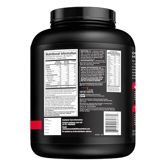 MuscleTech NitroTech Whey Protein, 1.72kg (3.8lbs) (Milk Chocolate)