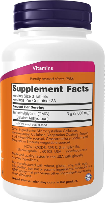 Now TMG (Trimethylglycine) 1000mg 100 tab