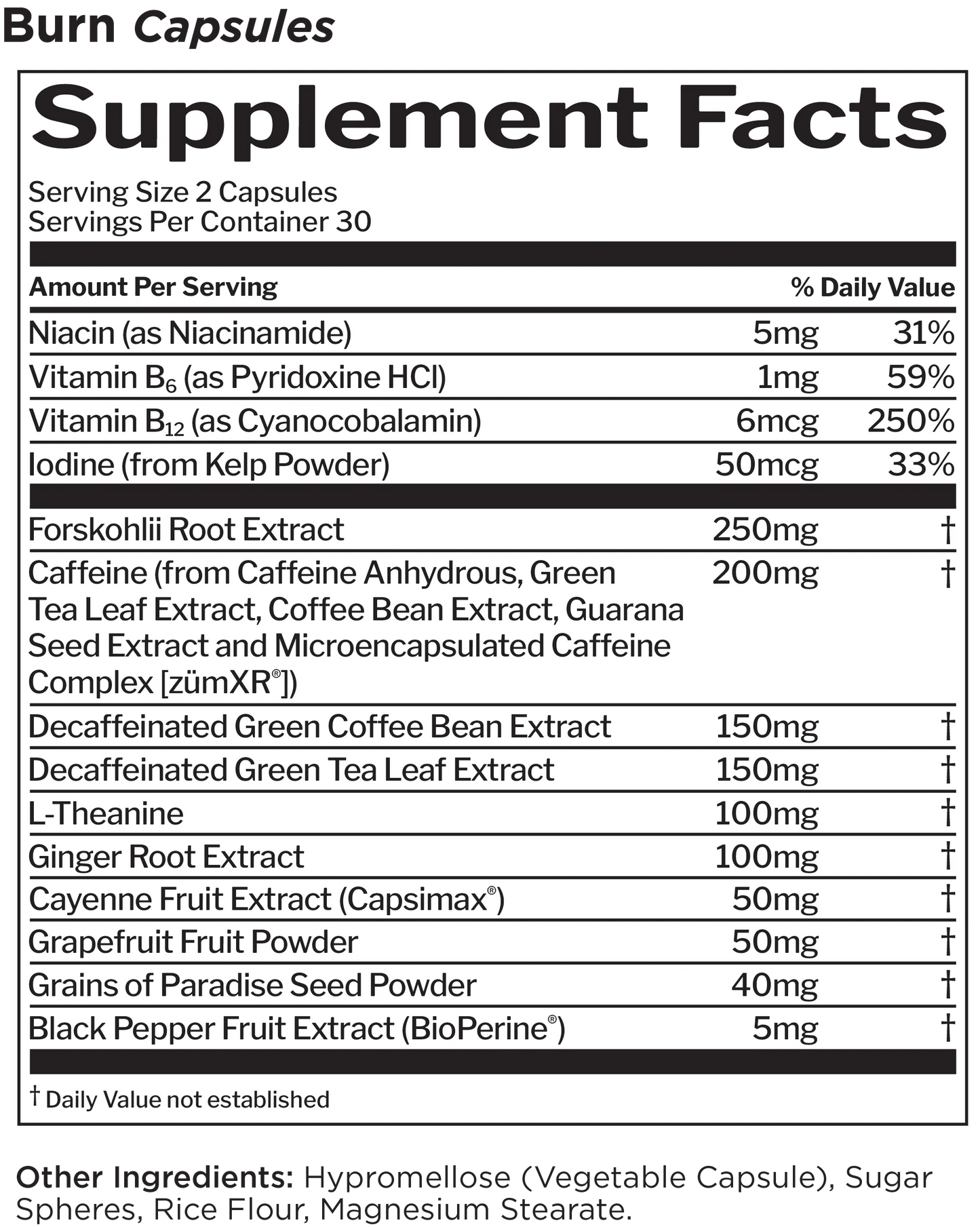 Rule One Burn  Thermogenic Weight Management 60 CAPSULES