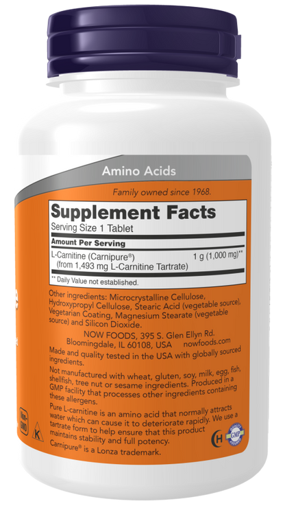 Now L-Carnitine 1000 mg 50 Tablets