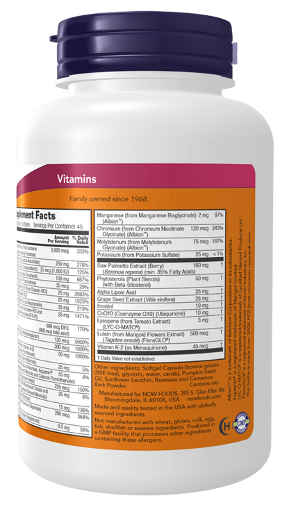 NOW FOODS , ADAM™ MEN'S MULTIPLE VITAMIN , 90 SOFTGELS