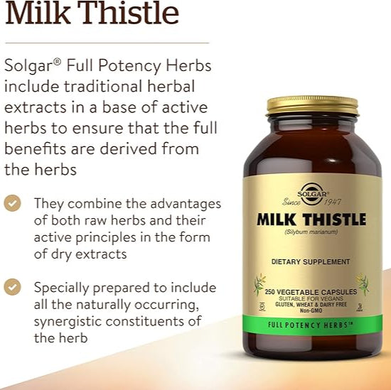 Solgar Milk Thistle - 250 Vegetable Capsules  - 250 Servings